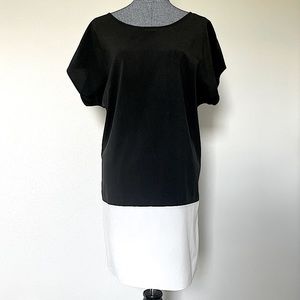 Cherish black and white block shift dress